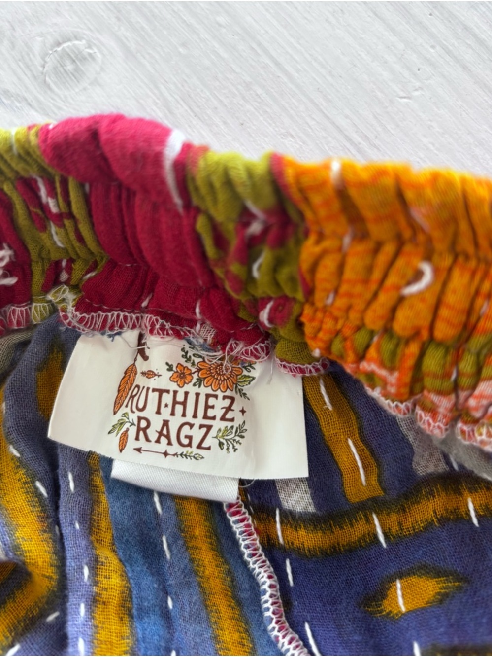 Kantha Patchwork Boho Pants - Multicolor-Fits Size M/L - Picture 6 of 7
